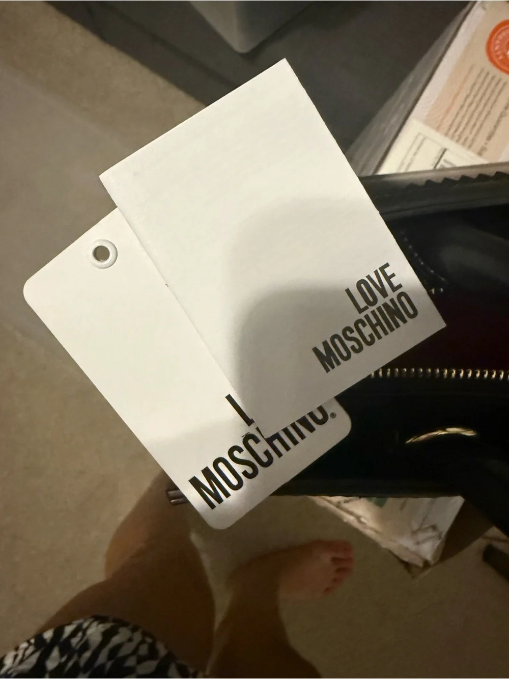 Love Moschino Black Satchel with Red Heart Patch
